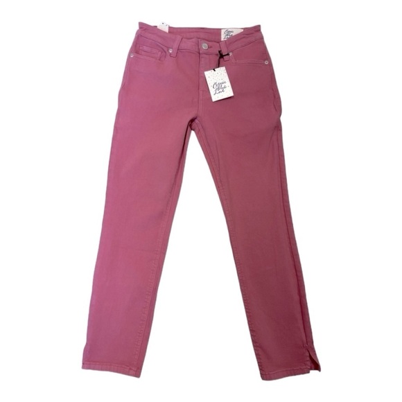 COSMIC BLUE LOVE Pink Flamingo Denim Jeans Stretch Skinny Split Cuffs Size 27P - Picture 1 of 14